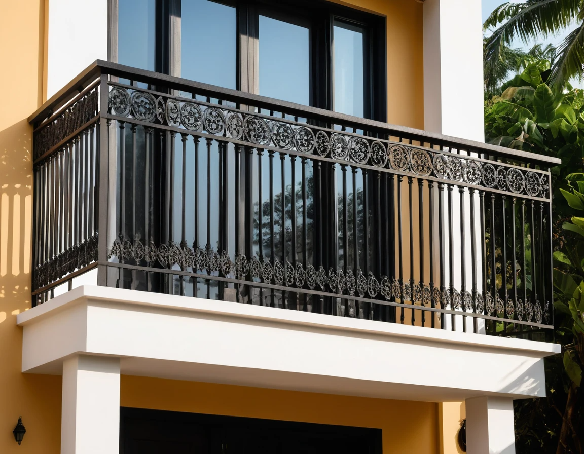 Custom Grill Fabrication in Goa | PRIME TECH GOA Elegant iron grill balcony railing design in a Goan home